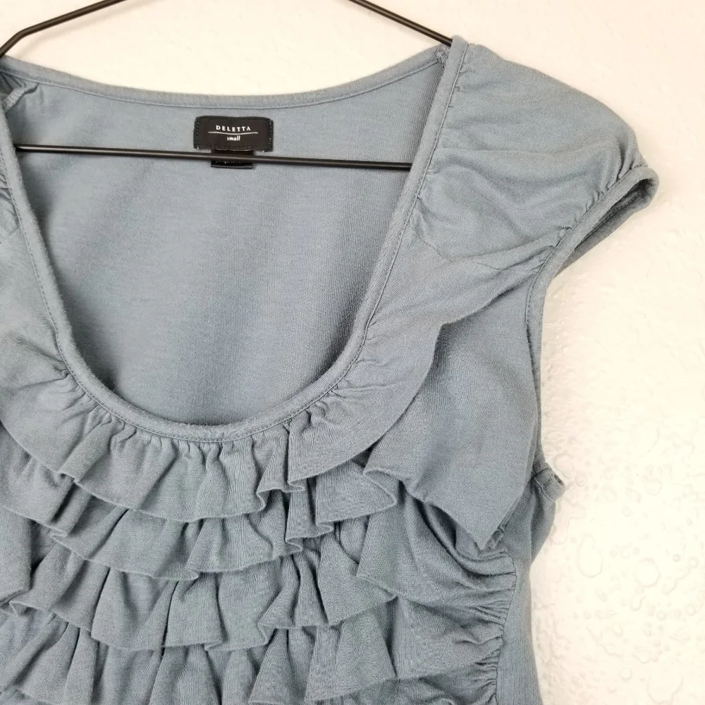 Anthropologie Blue Ruffled Blouse - Picture 2 of 8